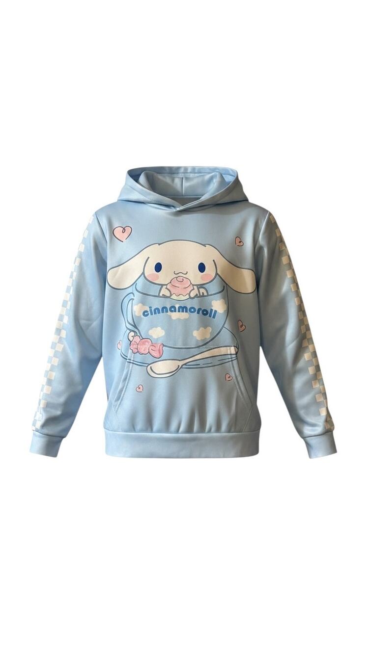 NWOT Cinnamoroll Kawaii Hoodie w/ 3D Ears Kids Size 9-10Y Blue